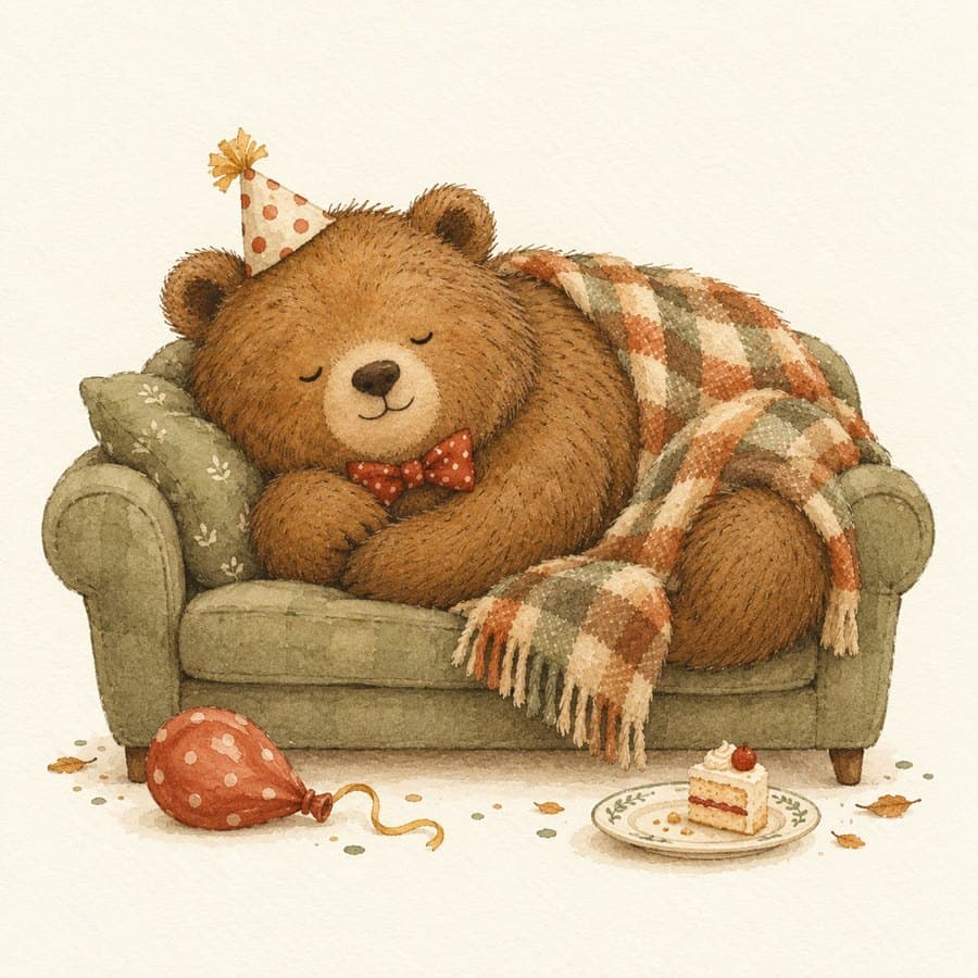 Berri asleep on a sofa the morning after a party
